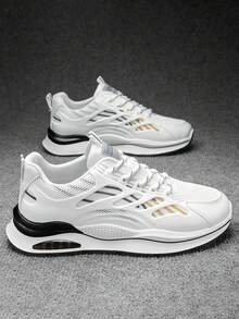 2025 Men's Aurora Green Running Shoes - White & Green Contrast Breathable System, Starry Gold Details All-Terrain Anti-Slip, Elite Urban Outdoor Versatile Sports Sneakers 2000s Style Valentine's Day Ideas - Multicolor - View 2