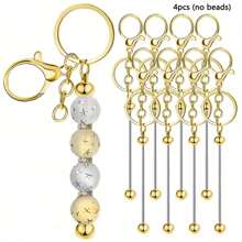 4/8/12/20pcs(No Beads) Beaded Key Chain Kits, Metal Blank Beaded Key Chain DIY Accessories, For Pendant, Jewelry Making, Gift