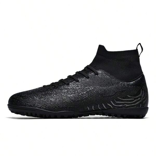 (Shoe Size: 32-46), 1 Pair Of High-Top Men's Soccer Boots, Soccer Sneakers, Sports Outdoor Shoes, Soccer Match Shoes, Sporty Style, Anti-Slip And Wear-Resistant, TF Short Spike Sole Design, PU Leather Upper, Beautiful Color, Rubber Sole, Professional Competition Use, Suitable For Hard Mud And Sand And Artificial Plastic Particle Sites