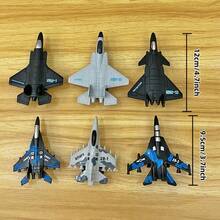 6pcs Fighter Model, Aviation Aircraft Combination Toy, Children's Inertial Taxi, Home Decoration, Display, Collection, Decoration - Red Launcher + 6pcs Fighters - View 6
