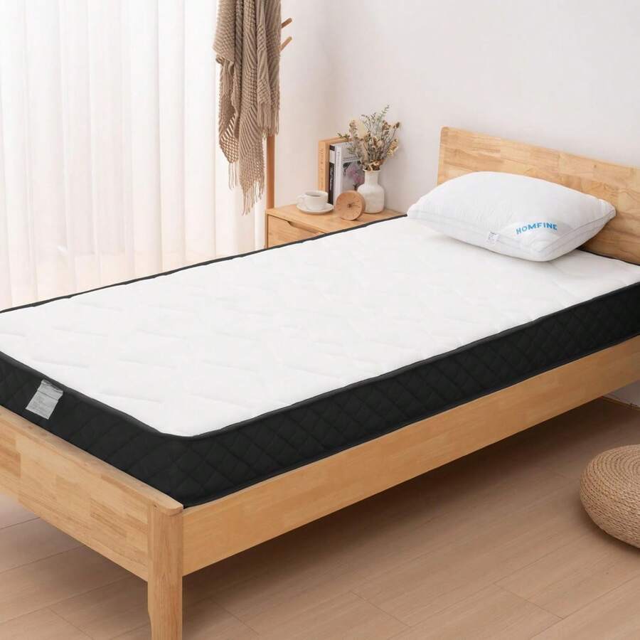 Mattress, Single, 528 Independent Coils, Extra Thick 20cm, Pocket Coil Mattress, Bed Mattress, Reduces Strain On The Body, High Resilience Mattress, High Density Urethane, Breathable, Durable, Delivered In Compressed Packaging, Easy To Set Up, More Comfortable Sleep - 黑色 - 查看 1