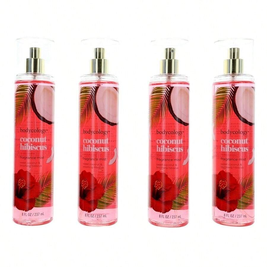 Coconut Hibiscus By Bodycology, 4 Pack 8 Oz Fragrance Mist Sweet, Floral, And Refreshing, Feminine And Uplifting Perfect Gift For Women, Girlfriend, Mother Suitable For Everyday Wear, Dates, Parties, Holidays, And Special Occasions - Clear - View 1