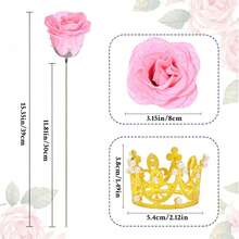 24/36 piezas de rosas artificiales con brillo y glitter | Rosas artificiales eternas para el Día de San Valentín, aniversarios, bodas, decoraciones del hogar - Rosa - Ver 4