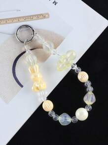 GO2CJBEADS 1 pieza Nuevo Diseño de Correa con Cuentas Antiperidida para Teléfono, Decoración de Dijes con Cuentas de Conejo Lindo de Acrílico, Correa de Muñeca para Teléfono Móvil y Llavero para Niñas