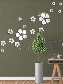 Set da 18 pezzi di adesivi da parete decorativi in fiore acrilico rimovibile, decorazione murale fai-da-te in 3D, decorazione domestica resistente all'acqua e all'olio per soggiorno, camera da letto, bagno, corridoio, ufficio. Un ottimo regalo per Natale, matrimonio, compleanni, anniversari, laurea e occasioni speciali. (Argento/Oro/Nero)