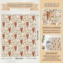 Cozy Floral Highland Cow Print Flannel Throw Blanket - Soft, Warm & Versatile For  , Adds A Modern Touch To Your Home, Creating A Comfortable Bedroom Style.   Suitable For All Seasons, Polyester,    Washable, Machine Washable, Lightweight, Breathable, Comfortable, Warm, Unique,280gsm, Suitable For Him And Her, Suitable For Napping, Camping, Traveling, Family, Daily Life Office Decoration, Birthday Anniversaries, Valentine's Day, Thanksgiving, Christmas, Halloween, Mother's Day, Father's Day, Weddings, New Year Gifts For Her, Him, Family, Boyfriend, Girlfriend Father, Family Member, Mother, Lover, Daughter, Son, Grandfather, Grandmother, Friend,  Classmate And Pet. Sofa,Bed,Car,Bedroom,Living Room,Office, Outdoor Camping, Beach,Wall Decoration Ships From USA - 彩色 - 查看 8