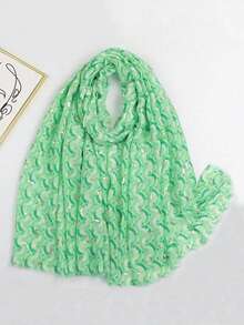 1pc Women's Lightweight Foil Geometric & Leopard Print Pattern Scarf, Summer Shawl - Multicolor - View 11