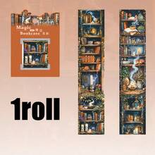 1卷胶带、魔术书柜系列、复古阅读风景PET胶带、剪贴簿用品、笔记本用品、装饰相框、手机壳、水杯、垃圾桶、文具盒、DIY个性贴纸、学校用品、返校用品 - 彩色 - 查看 10