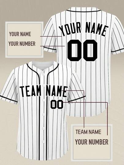 Customized Name And Number Men's Printed Baseball Jersey New York White Stripe V-Neck Personalized Short Sleeve Button Down Shirts Party Games Training Sports Tops S-Xxl