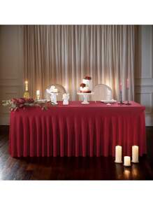 1 pieza Mantel de mesa de tela de espándex blanco, resistente a las arrugas y lavable, se ajusta a mesas de comedor rectangulares, funda elástica para mesa de patio, adecuada para bodas, banquetes, fiestas, estilo Ins de lujo, mantel elástico blanco para hotel, banquete, cumpleaños, conferencia