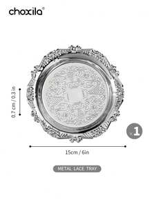 choxila 1 cái/6 cái Khay kim loại có giá đỡ, Đế lót ly tròn có chân đế, Đĩa trang trí có giá đỡ, Khay đựng bánh trái cây tráng miệng hạt mini, Miếng lót cốc kim loại để bàn, Dùng cho quầy bar, Nhà, Bếp, Trang trí bàn cà phê (Bạc) - Bạc - Xem 16