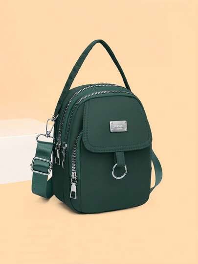 女士时尚斜跨单肩包，多口袋多层斜跨包，简约百搭实用休闲手提包，单肩包