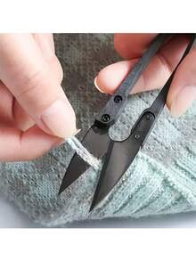 1 Piece High-Quality Black Carbon Steel U-Shaped Small Scissors – Thread Cutter And Yarn Trimmer With Spring Design – Ideal For Sewing, Embroidery, Tailoring, And DIY Crafts – Great For Household Use, Garden Plant Bud And Leaf Trimming, Mini Precision Cutting Tools For Needlework - Multicolor - View 7