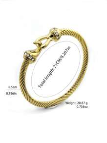 1 pulseira elegante com cabo de diamante, pulseira de corda torcida de aço inoxidável com fecho, joias femininas