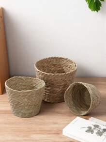 Handmade Woven Embrace Basket, Rustic Floral DIY Flower Arrangement Basket, Boho Multi-Purpose Storage Basket, Natural Water Grass Woven Planter Basket, Floral Pot Basket, Woven Plant Container, Home Indoor Outdoor Tabletop Window Sill Floor Decor