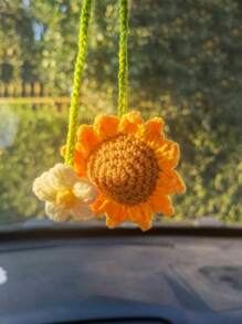 Nuovo Arrivo Decorazione Pendente Per Auto Floreale Fatta A Mano Con Campanella E Gancio Design In Forma Di Giglio E Fragola Serie Fai-da-te Di Frutta Tessuta 1 Pezzo
