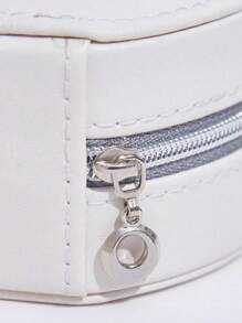 1 pieza Caja de joyería mini con forma de media luna y cremallera - Organizador lindo de cosméticos y pequeñas baratijas | Regalo ideal para niñas, damas de honor, almacenamiento portátil de accesorios para mujeres