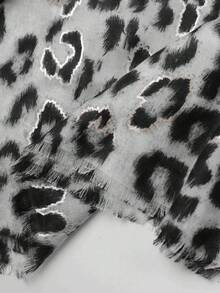 1pc Women's Lightweight Foil Geometric & Leopard Print Pattern Scarf, Summer Shawl - Multicolor - View 10