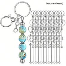 4/8/12/20pcs(No Beads) Beaded Key Chain Kits, Metal Blank Beaded Key Chain DIY Accessories, For Pendant, Jewelry Making, Gift