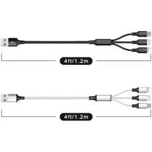 Nylon Braided 3-In-1 USB A To Type-C/Micro USB/Lightning Cable, Multi-Functional Fast Charging Data Sync Cord Compatible With IPhone////IPad Etc. Compatible With IPhone, Android, Camera, MP3 Universal Adapter, Charger