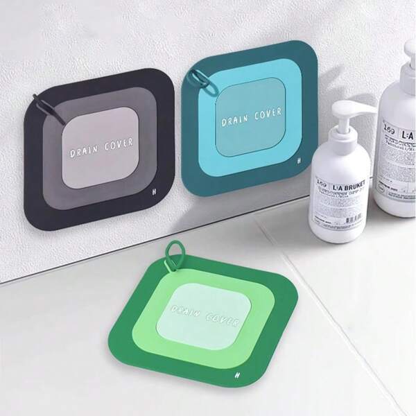 1pc Multicolor Silicone Drain Cover, New Square Handheld Cap, Household Kitchen Bathroom Floor Drain Anti-Odor Anti-Insect Drain Sealing Cover Back To School