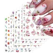 Baoximong 9 Sheets Flower Nail Art Stickers Decals 3D Self-Adhesive Nail Decals Spring Floral Nail Art Supplies Charming Daisy Leave Peony Nail Accessories Women Nail Decorations Design - 1 - 查看 10