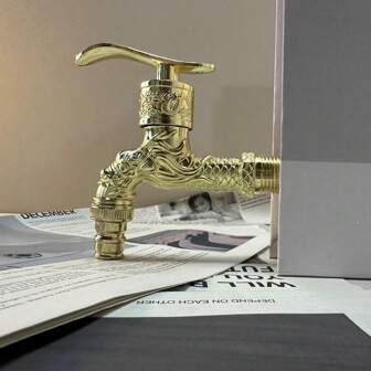 Vintage Bronze Wall-Mounted Garden Faucet - Single Hole, Brass Valve Core For Washing Machine, Includes Installation Hardware