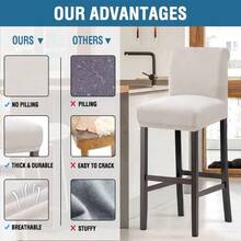 100% Waterproof Bar Stool Cover Stretch Counter Stool Pub Chair Slipcover For Dining Room Removable Soft Thick Solid Fleece Fabric Bar Stool Slipcovers Set Of 4 Ivory - Fleece-ivory - View 5