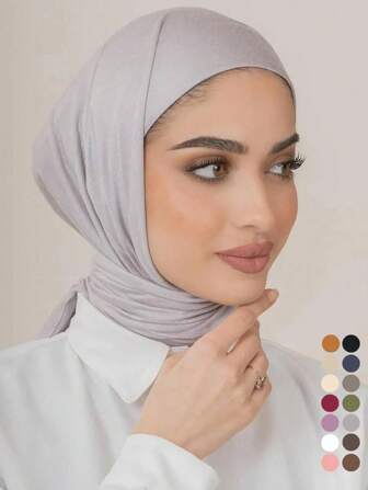 1条女士纯色三角围巾，透气头巾，多功能头巾，适合日常外出搭配连衣裙