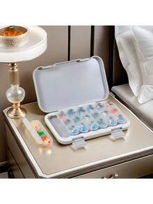 1 件旅行友好型 21 格药丸收纳盒 - 紧凑型药品和补品收纳盒 - 彩色 - 查看 13