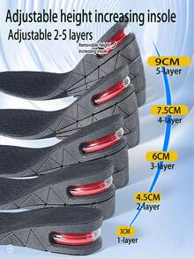 1 Pair Unisex Height Increasing Insoles, Shock Absorbing Invisible Air Cushion Insoles, Multi-Layer Removable Height Increasing Pads - Air Cushion Heightening Full Pad - View 2