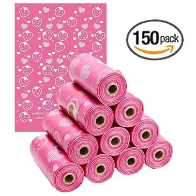 150pcs/10packs Pink Strawberry Scented Sanitary Pad Disposal Bags - Feminine Care Hygiene One-Time Mini Bags For Tampons, Pads, Diapers