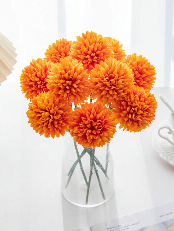 1/5/12pcs Artificial Bead, Chrysanthemum, Embroidered Ball, Wedding Decoration, Home Vase Decor, Table, Living Room, Bedroom Floral Art, Bridal Bouquet, Wrist Corsage, Boutonniere, Birthday Party Decor, Valentine's Day & New Year Gift,Fall Decor,Autumn