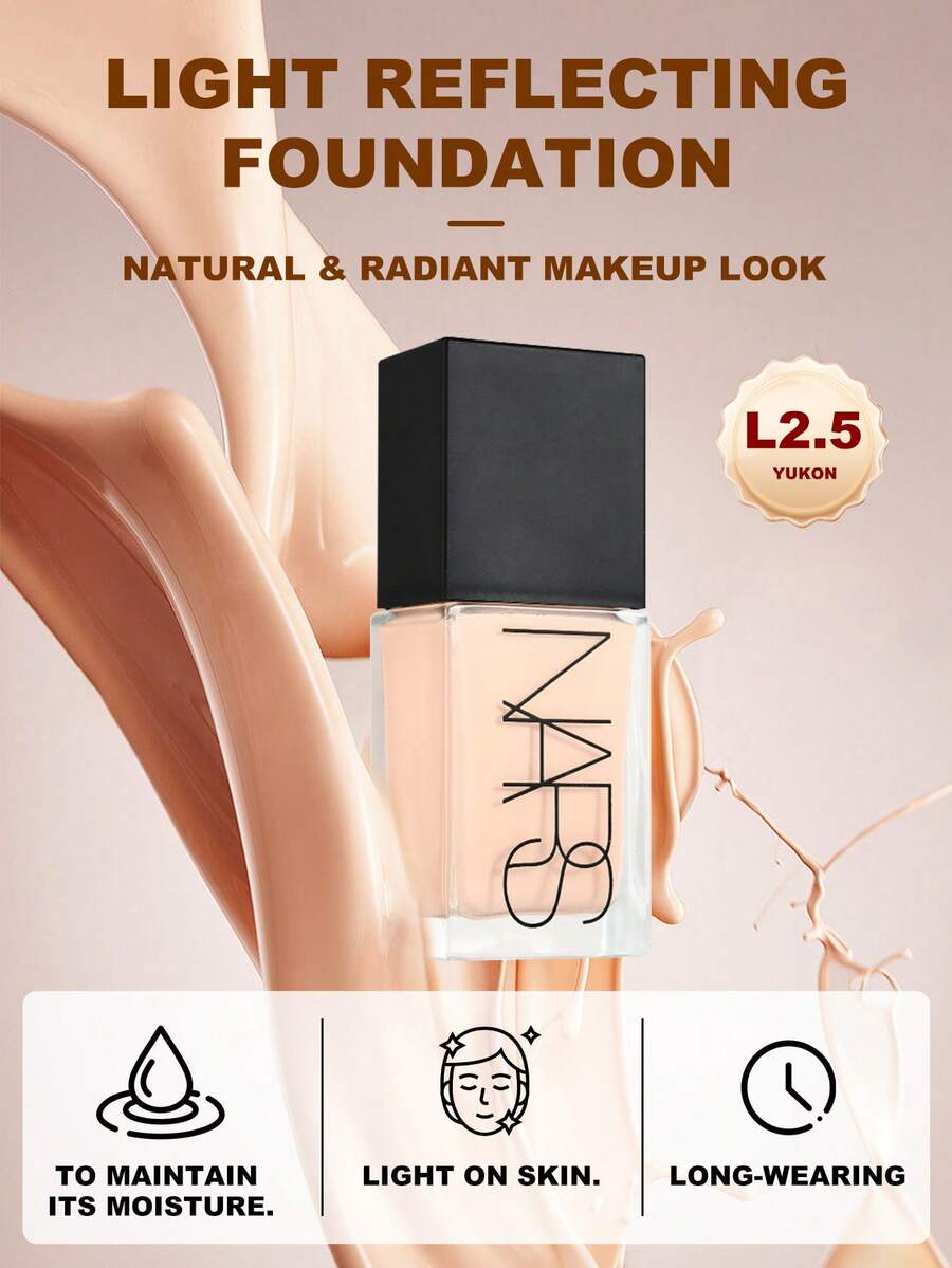 NARS 焕采持久粉底液 L2.5 Yukon 30ml/1oz | 中等遮瑕度,可叠加配方 | 抚平细纹,淡化瑕疵 | 遮盖痘印、斑点和泛红 | 焕采复合物提升自然光泽 | 透气持久,打造清新自然妆容 | 均匀肤色,打造无瑕美肌 | 适合所有肤质 | 赋予肌肤柔和透亮光泽 - Yukon L2.5 - 查看 1