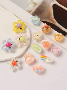 1 Set de 14 piezas de decoraciones de resina con diseños de gato, perro, flor y oso, aptas para zuecos, sandalias, con diseño desmontable