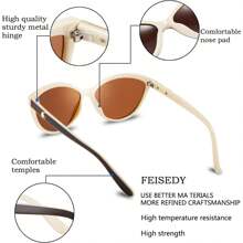 Women's Luxury Cat Eye Polarized Fashionable Glasses With Elegant Protection, Gradient Brown Lenses, Shiny Black Frame, Perfect For Driving And Fishing