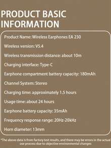 Lenovo 联想EA230真无线迷你耳机，蓝牙5.4耳塞，触控操作，低延迟游戏耳机，远距离高清通话降噪麦克风，入耳式无线耳机