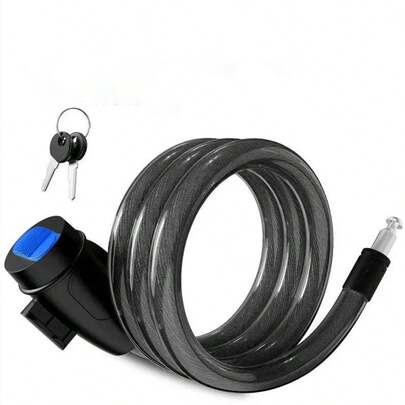 1 件带钥匙的自行车锁，皮带，自行车、摩托车、电动自行车、山地自行车防盗锁，便携式