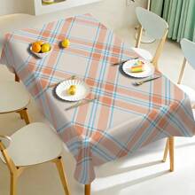 1/20PCs Tablecloth With Line Grid Printed Design, Rectangular Tablecloth, Perfect For Picnics, Camping, Weddings, Birthday Parties, Restaurants, And Buffet Dinners