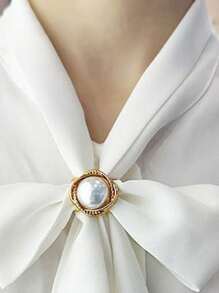 3pcs/Set Elegant Golden-Tone Faux Faux Pearl Scarf Clips,Scarf Buckle, Versatile Knot Holders For Women'S Fashion Accessories, Perfect For Parties, Daily Wear, And Gift Giving