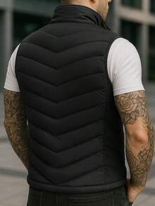 Chaleco para Hombre Casual y Elegante – Estilo Urbano, Ajuste Cómodo, Ideal para Oficina o Streetwear - Cardigan al costado - Negro - Ver 3