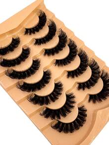 7 paires de faux cils en forme d'œil de chat, cils en faux vison, cils naturels volumineux et épais, allongeants et volumisants, cils dramatiques et ébouriffés, outil de maquillage essentiel pour les voyages - Noir - Voir 4