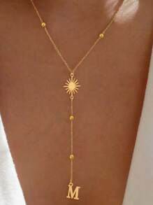 1 pièce Collier pendentif en cristal de style bohème de forme Y, collier de plage doré argenté, bijoux pour femmes