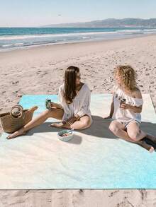 1 pieza Manta de picnic al aire libre estilo bohemio impermeable y a prueba de polvo, con estampado digital floral con degradado elegante y fresco, apta para acampar, picnic al aire libre, playa - Multicolor - Ver 9