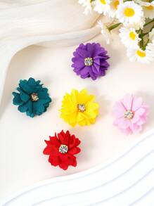 10pcs Girls Colorful Rhinestone Cute Flower Hair Clips, Barrettes, Hairpins For Everyday Use