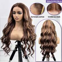 VIOLLY VIOLLY 200 High Density 5x5 Glueless Ombre Lace Front Wig Blended Human Hair Highlights Honey Blonde Body Wave Pre-Cut Lace & Pre-Plucked Hairline For All Ethnicities Realistic Hairpiece | Natural Elegant Look | Natural Appearance
