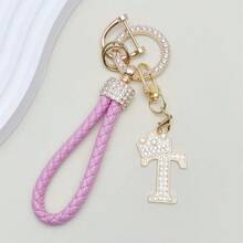 1pc Premium Braided Leather Keychain With Shiny Gold 26 Letter Charms Pendant - , Fashionable And Multifunctional Women Keychain - Various Colors, Perfect Accessory For Car Owners, Stylish Gift Idea - Multicolor - View 39