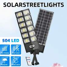 [Ultra-Bright Solar Light] Ultra-Bright 504 LED Solar Street Light, 6500K | Wide Angle Motion Sensor, Remote Control, Dusk To Dawn And Adjustable - Perfect For Commercial Area, Parking Lot, Yard Lighting, Outdoor Solar Lights - Đèn LED 504 - Xem 1