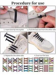 16 件/套硅胶免系带鞋带，弹性鞋带适用于运动鞋、休闲鞋、运动鞋（颜色、长度、随机搭配）