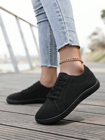 Spring/Summer New Simple Comfortable Wide Toe Casual Sports Shoes, Unisex Low Top Solid Color Breathable Flat Sneakers, Suitable For Everyday Casual Wear